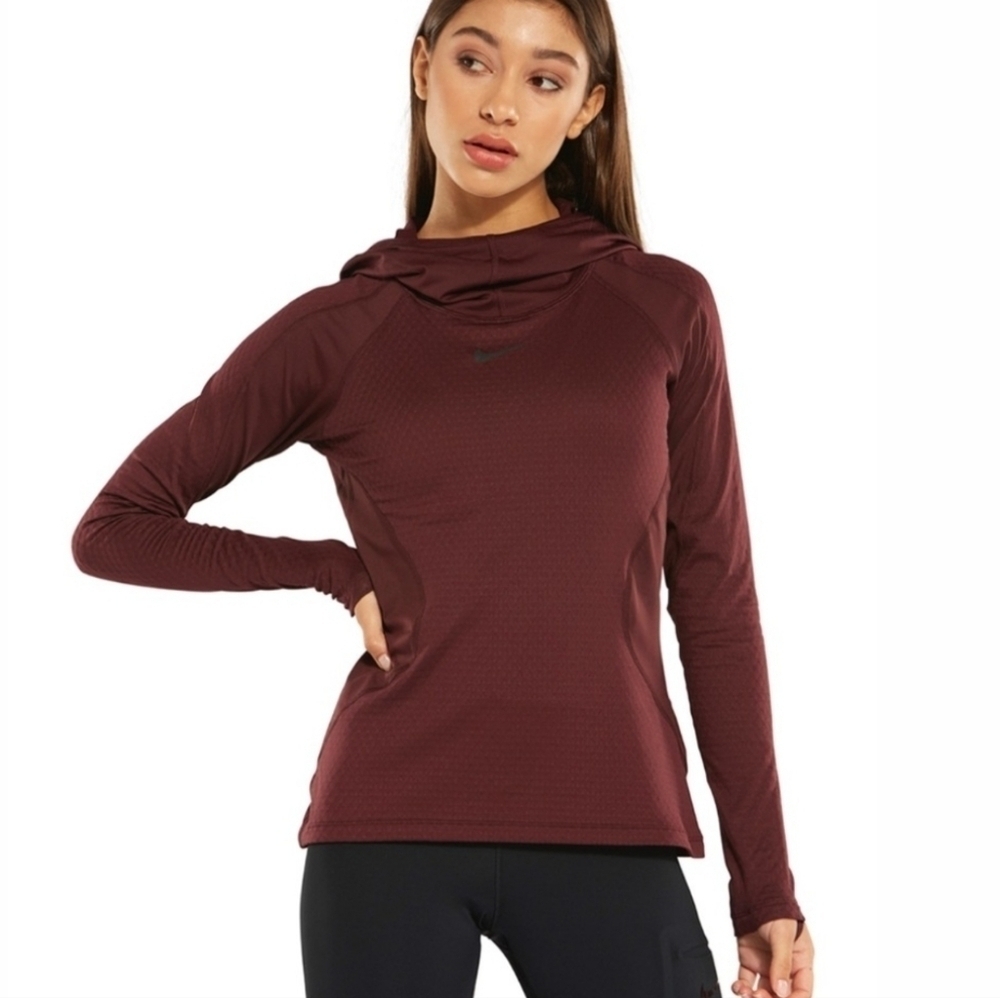 Nike Pro Hyperwarm Hooded Pullover Top Size Medium